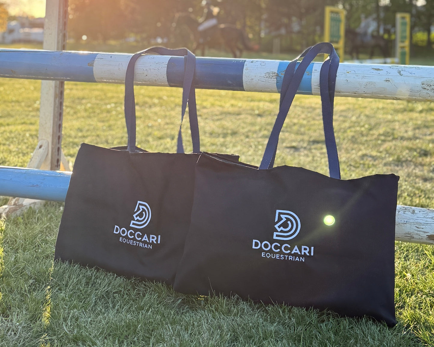 Stable tote in front of jumps