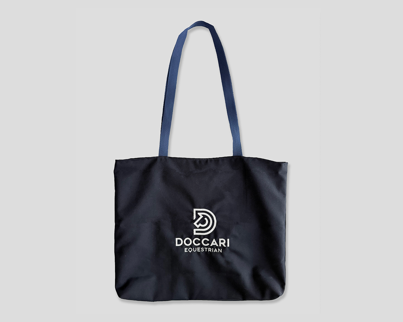 stable tote in navy, studio photography